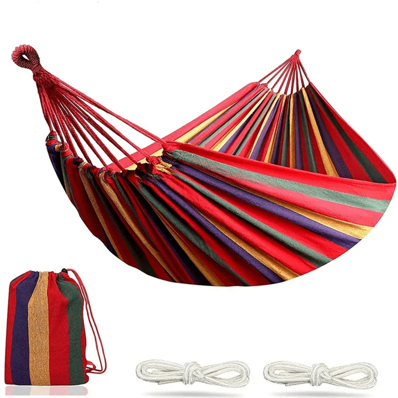 Single Wide Thick Canvas Hammock Outdoor Camping Backpackaging Leisure Swing Portable Hanging Bed Sleeping Swing Hammock - Image 6