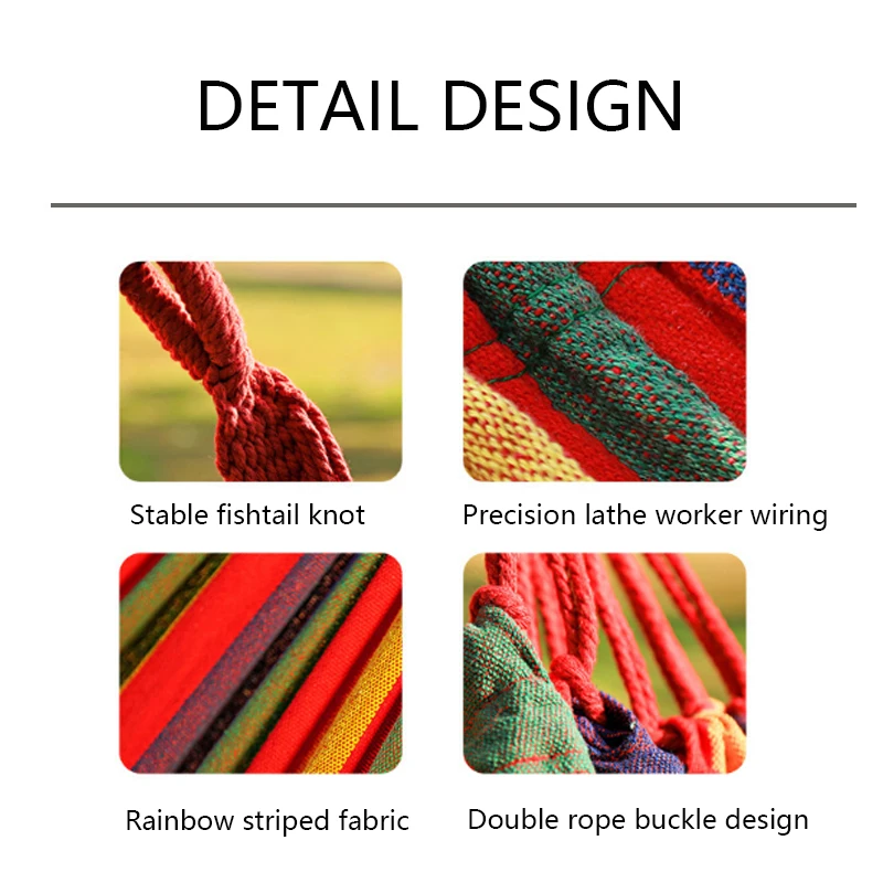 Outdoor Thickened Canvas Hammock Camping Outdoor Swing Net Hed Anti Rollover Striped Hanging Chair Hammock - Image 3